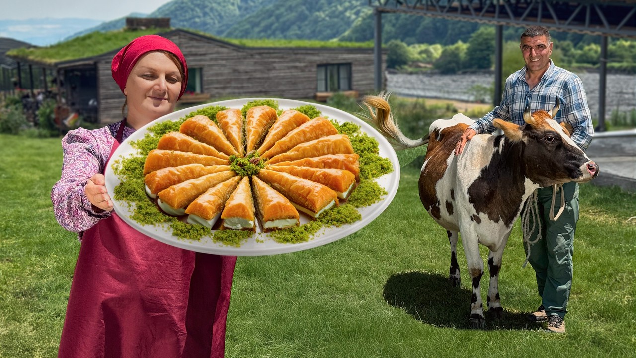 Making Oriental Pistachio Baklava with Ice Cream! Homemade Dessert Recipe img